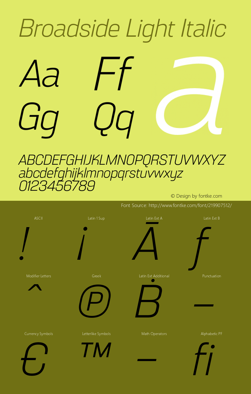 Broadside Light Italic Version 6.000;PS 006.000;hotconv 1.0.88;makeotf.lib2.5.64775图片样张