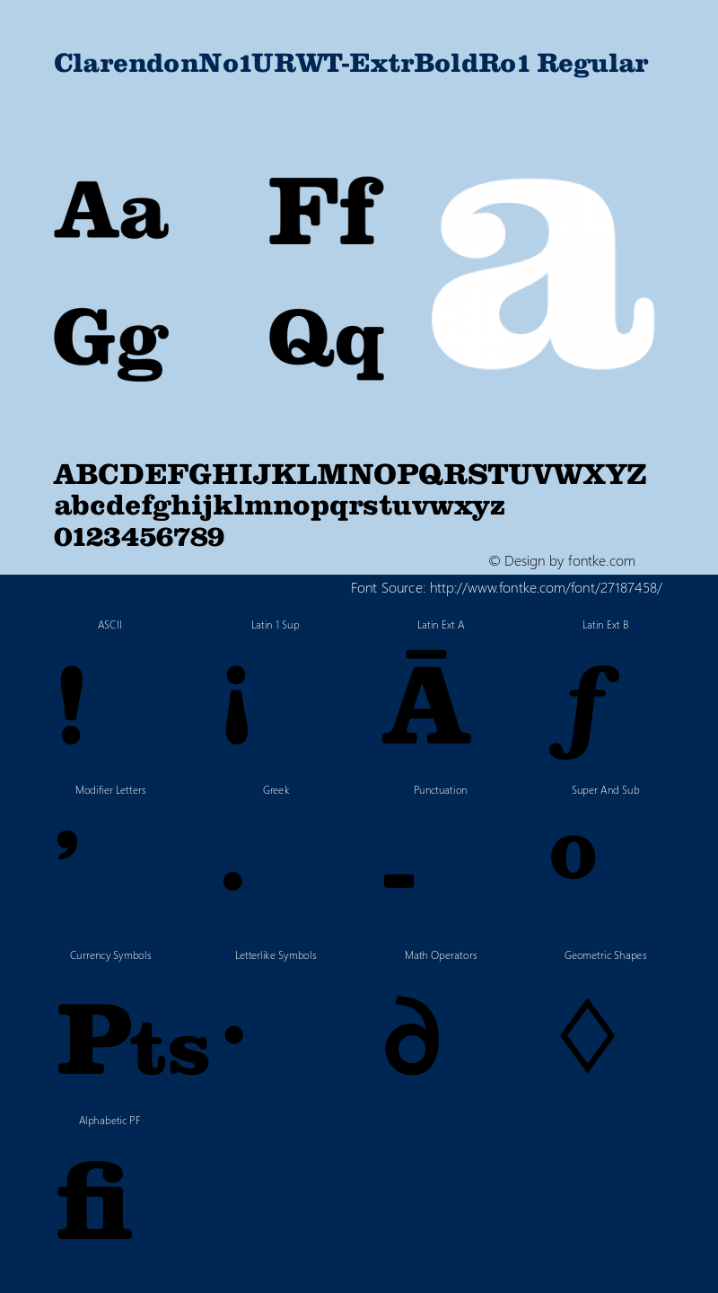 ClarendonNo1URWT-ExtrBoldRo1 Version 1.05;August 11, 2018;FontCreator 11.5.0.2427 64-bit Font Sample