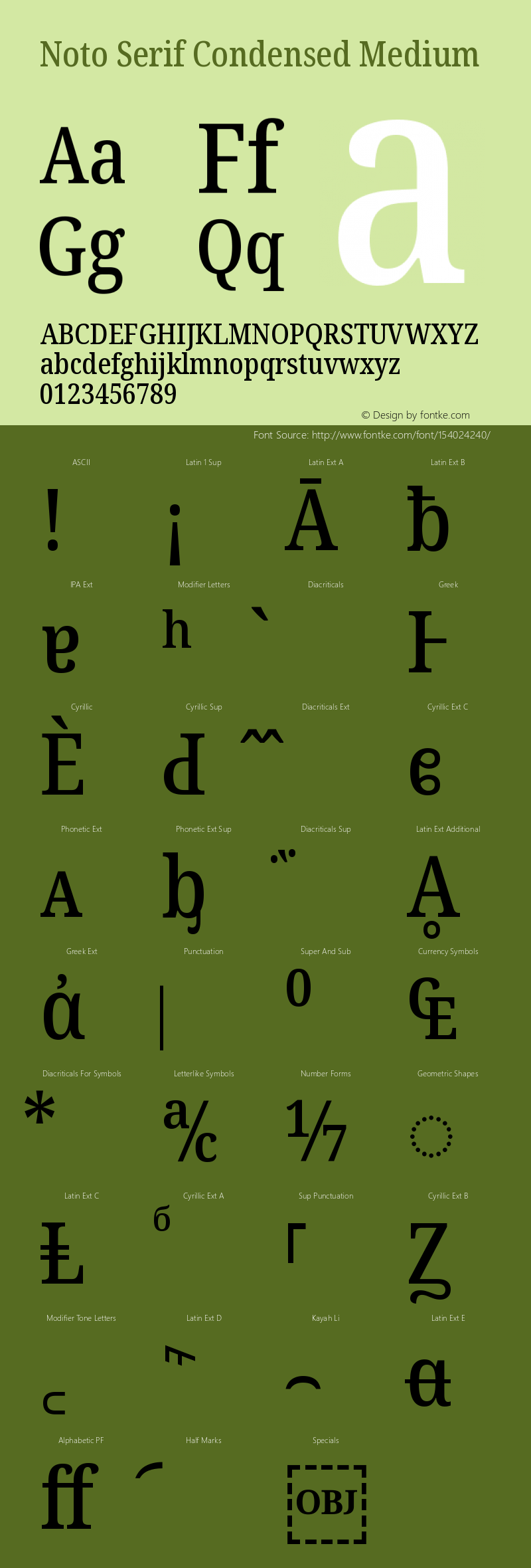 Noto Serif Condensed Medium Version 2.003 Font Sample