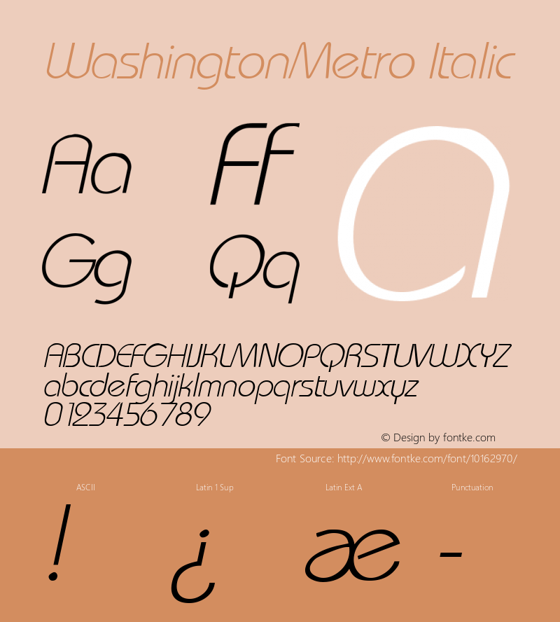 WashingtonMetro Italic Rev. 003.000 Font Sample