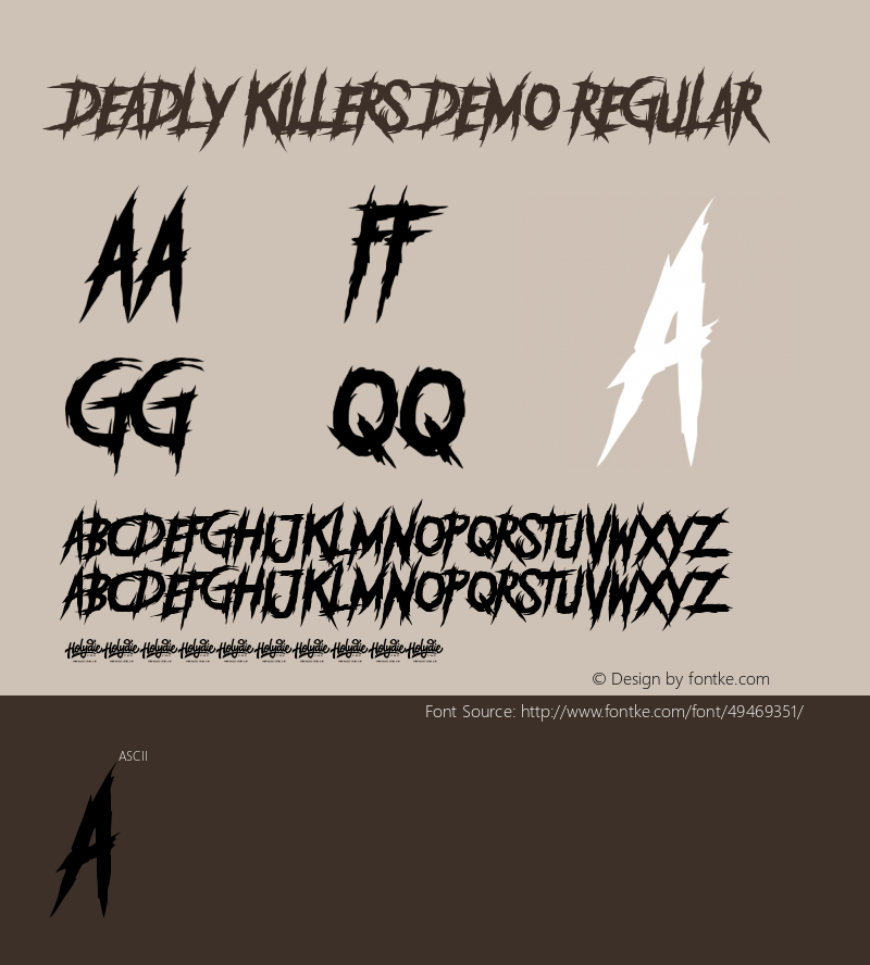 DEADLY KILLERS Version 1.00; Font Sample