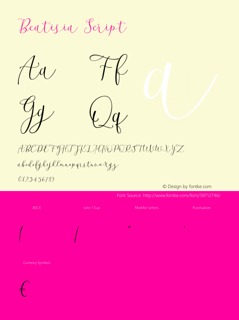 Beatisia Script  Font Sample