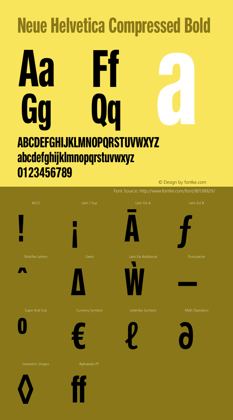 Neue Helvetica 79 Compressed Bold 001.000 Font Sample