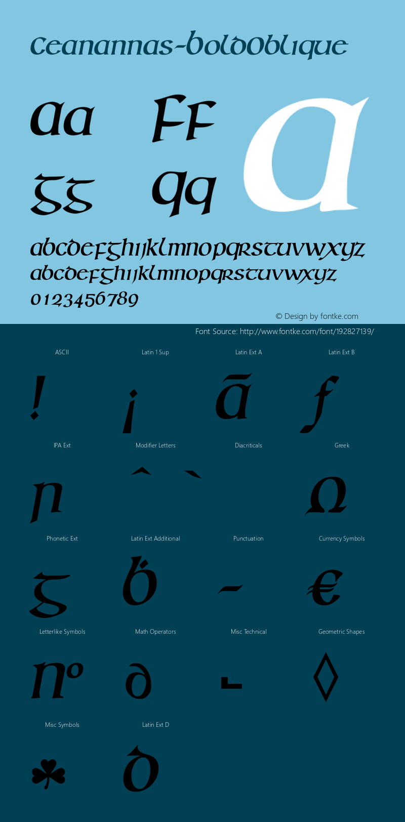 ☞Ceanannas-BoldOblique Version 003.000;com.myfonts.everson.ceanannas.bold-oblique.wfkit2.3rJ2图片样张