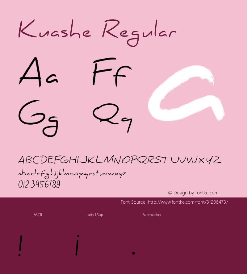 Kuashe Regular Version 1.000;PS 001.000;hotconv 1.0.88;makeotf.lib2.5.64775 Font Sample