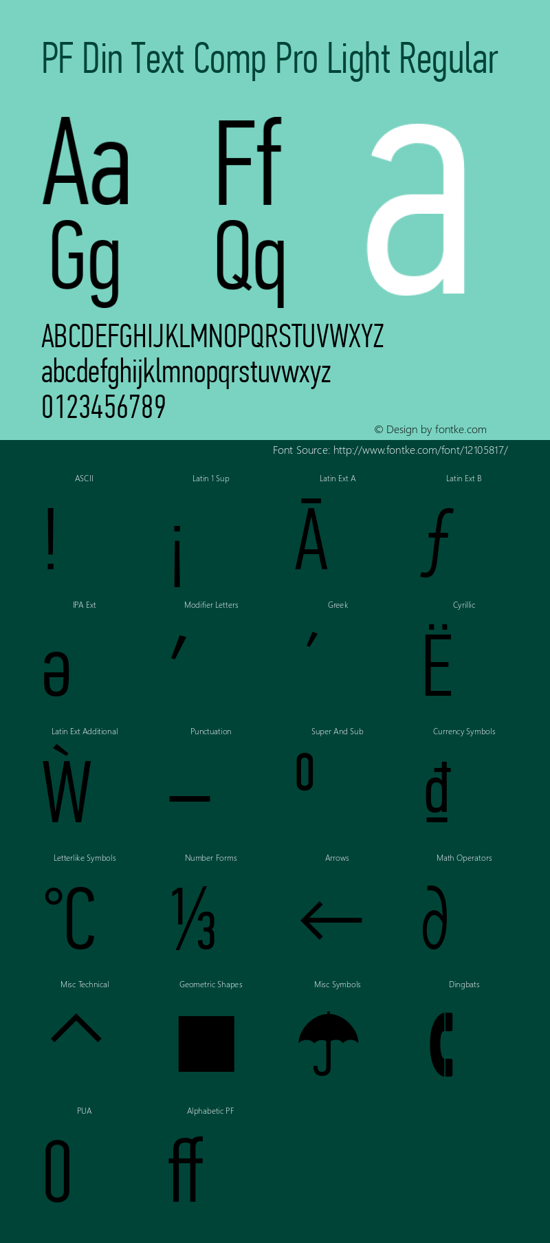 PF Din Text Comp Pro Light Regular Version 2.005 2005 Font Sample