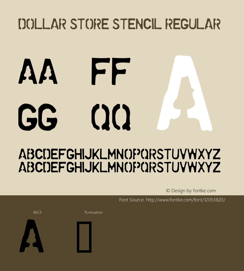 Dollar Store Stencil Regular 1.99873 Font Sample