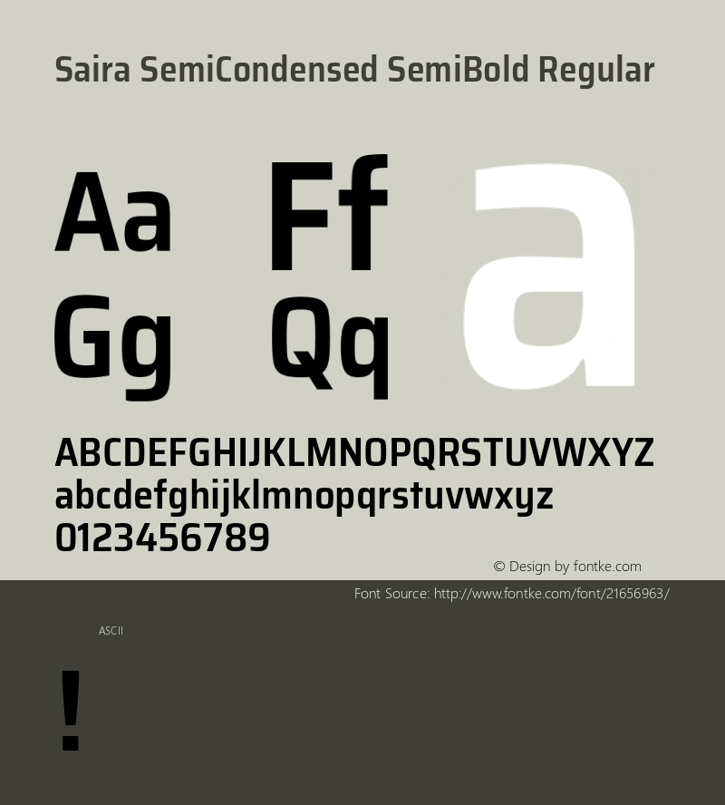 SairaSemiCondensedSemiBold Version 1.0 Font Sample