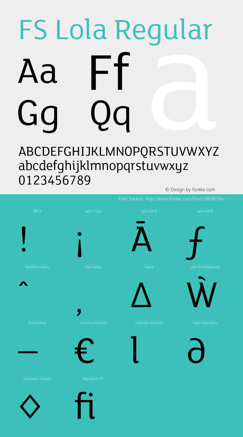 FSLola Version 3.000 Font Sample