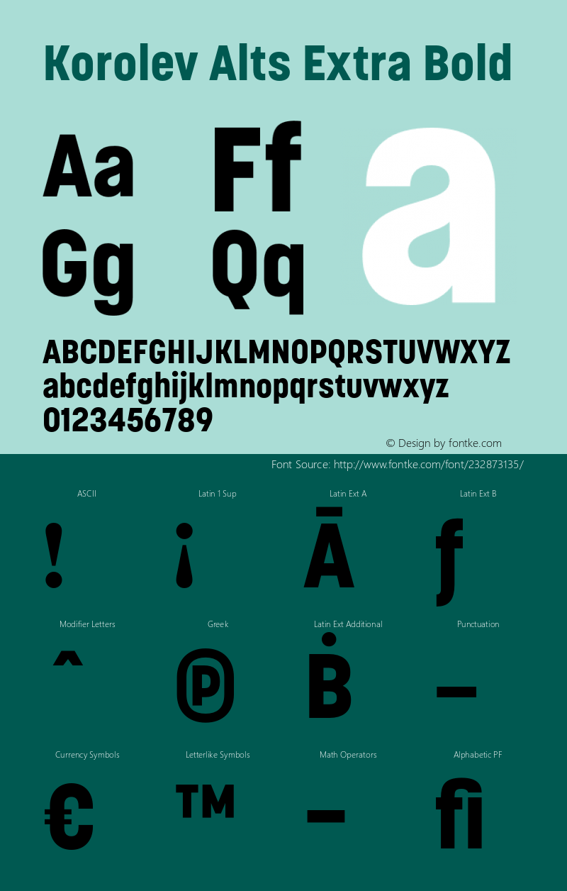 Korolev Alternates Extra Bold Version 8.000;FEAKit 1.0图片样张