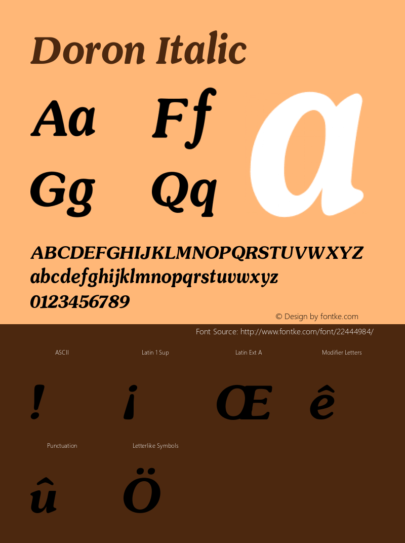 Doron Italic V1.00 Font Sample