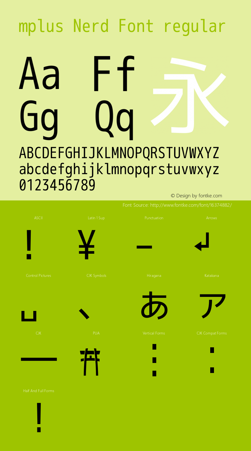 mplus Nerd Font regular Version 1.018;Nerd Fonts 0.7 Font Sample