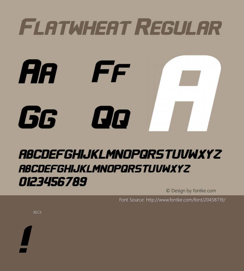 Flatwheat-Regular Version 1.000 Font Sample