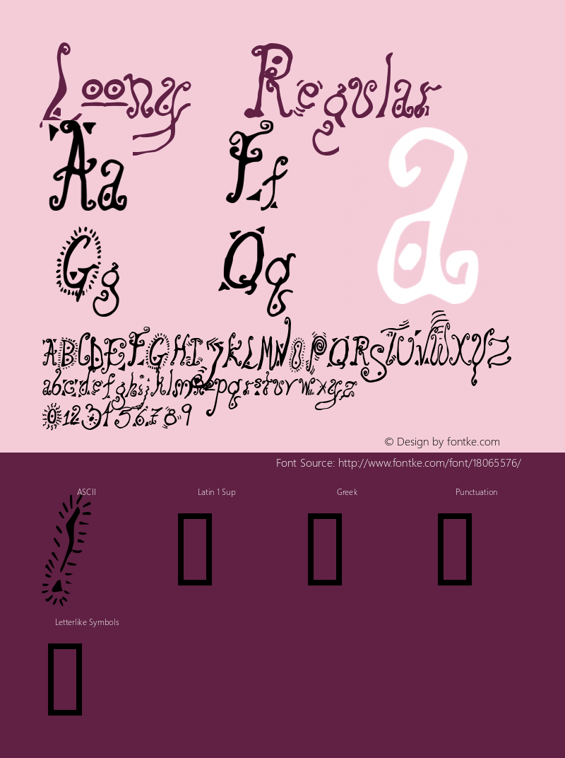 Loony Regular Altsys Fontographer 4.0.4 4/12/96 Font Sample