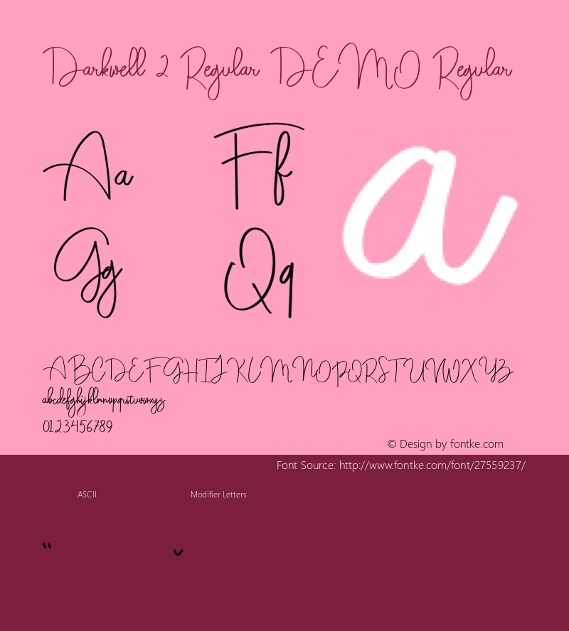 Darkwell2RegularDEMO 1.000 Font Sample