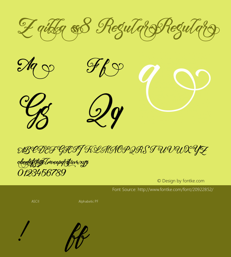 Zailla ss8 Regular Version 1.000 Font Sample