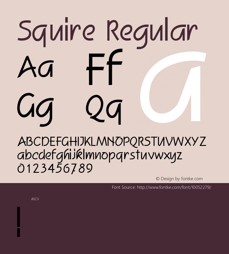 Squire Regular Unknown Font Sample