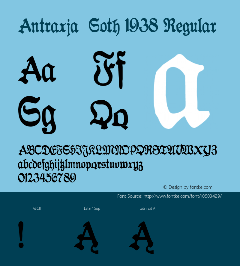 Antraxja  Goth 1938 Regular Version 1.000;PS 001.000;hotconv 1.0.38 Font Sample