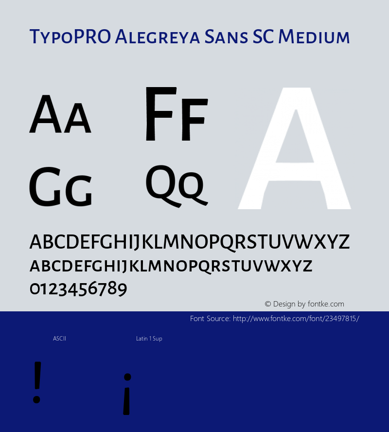 TypoPRO Alegreya Sans SC Medium Version 1.001;PS 001.001;hotconv 1.0.70;makeotf.lib2.5.58329 DEVELOPMENT; ttfautohint (v0.97) -l 8 -r 50 -G 200 -x 17 -f dflt -w G -W Font Sample