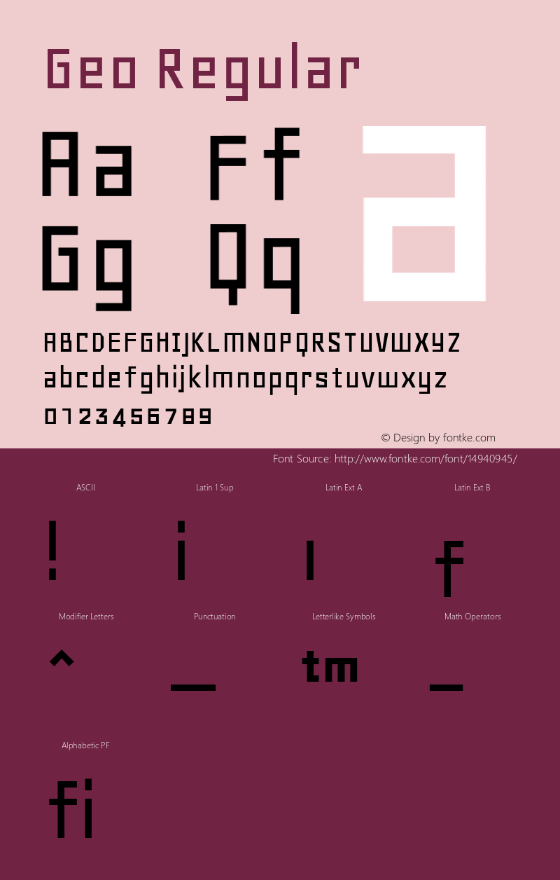 Geo Regular Version 001.2 Font Sample