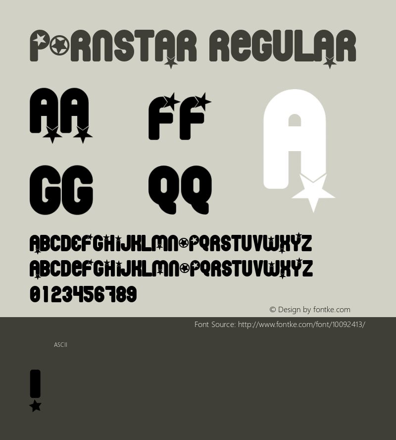 Pornstar Regular Macromedia Fontographer 4.1.5 7/14/01 Font Sample