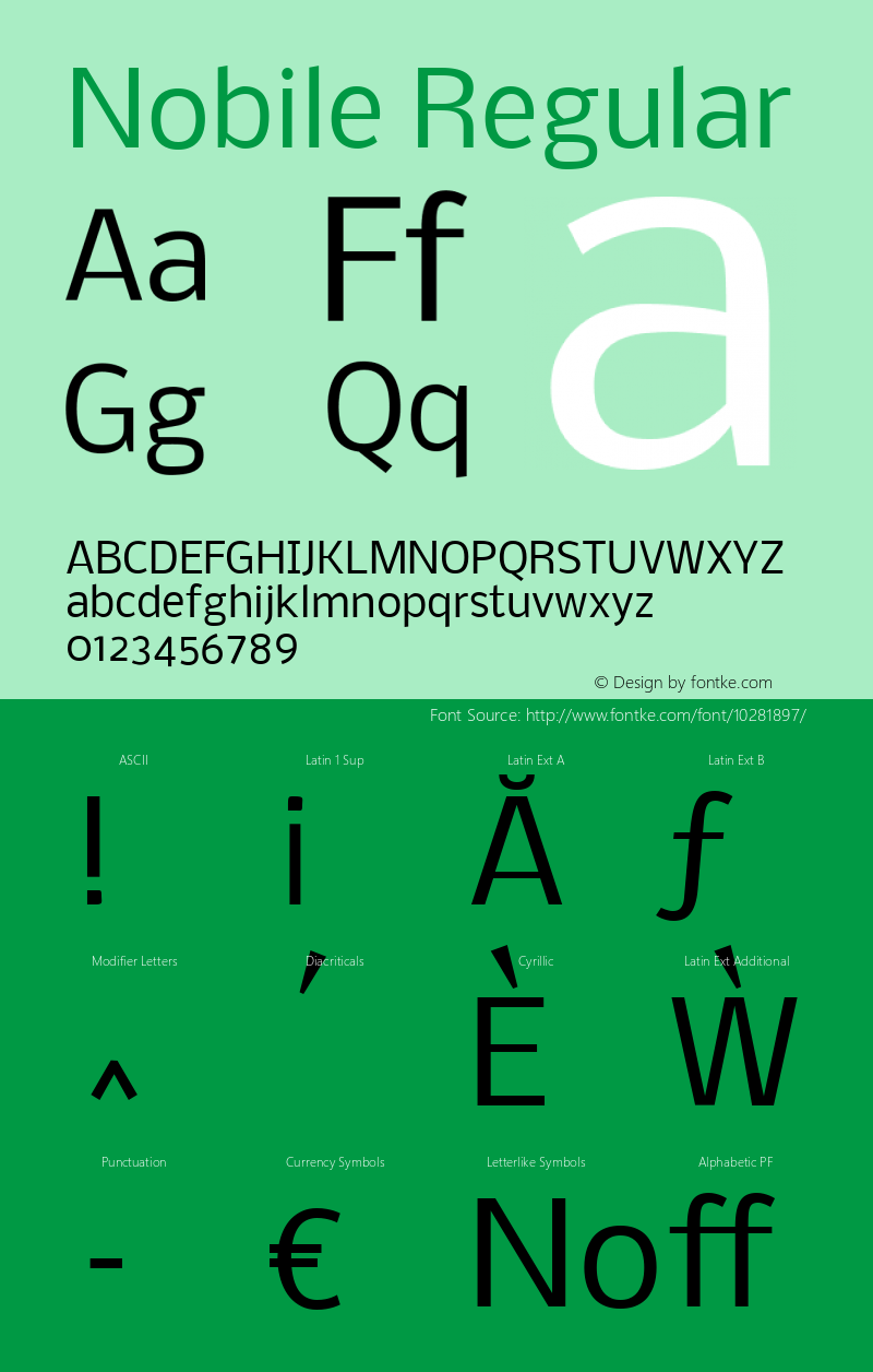 Nobile Regular Version 001.001 Font Sample