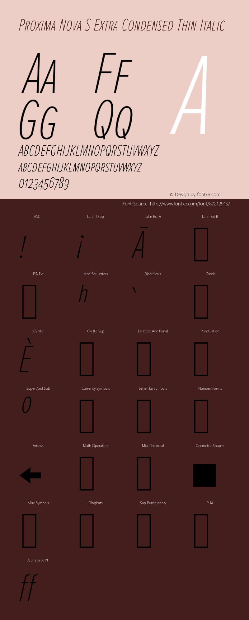 Proxima Nova S ExCn Thin It Version 3.018;PS 003.018;hotconv 1.0.88;makeotf.lib2.5.64775 Font Sample