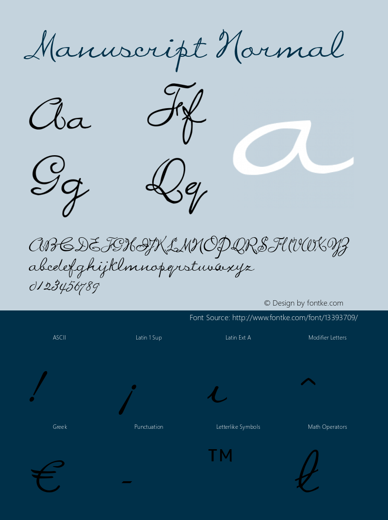 Manuscript Normal Macromedia Fontographer 4.1.5 2/12/99 Font Sample