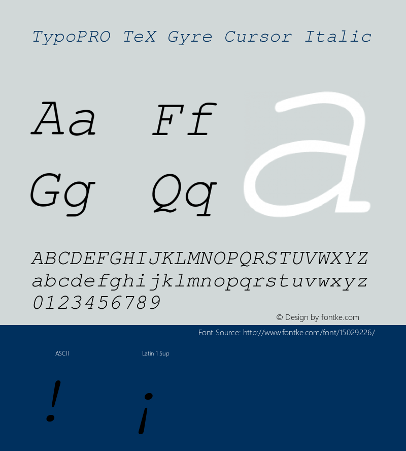 TypoPRO TeX Gyre Cursor Italic Version 2.004;PS 2.004;hotconv 1.0.49;makeotf.lib2.0.14853 Font Sample