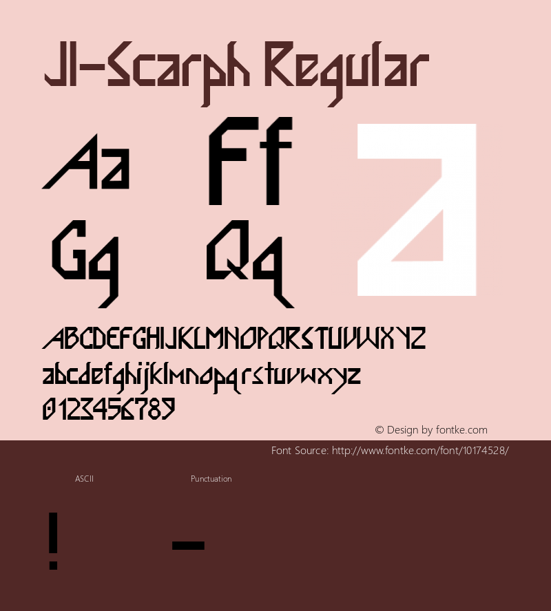 JI-Scarph Regular Macromedia Fontographer 4.1 4/3/2001 Font Sample