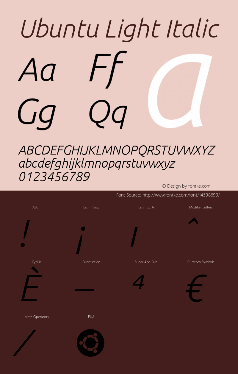 Ubuntu Light Italic Version 0.80 Font Sample