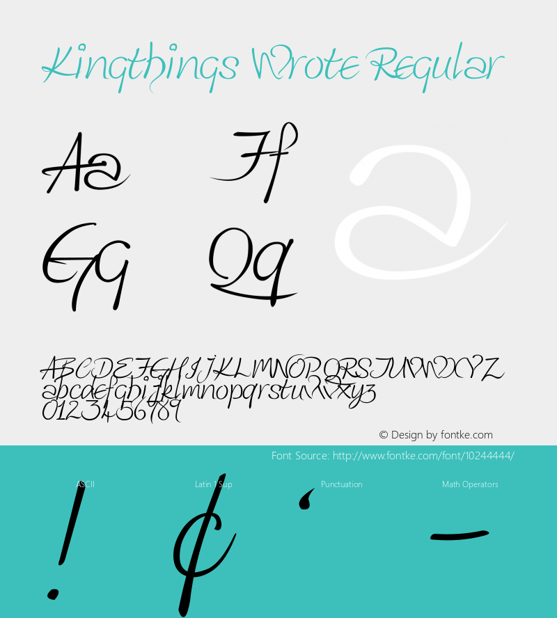 Kingthings Wrote Regular 1.0 Font Sample