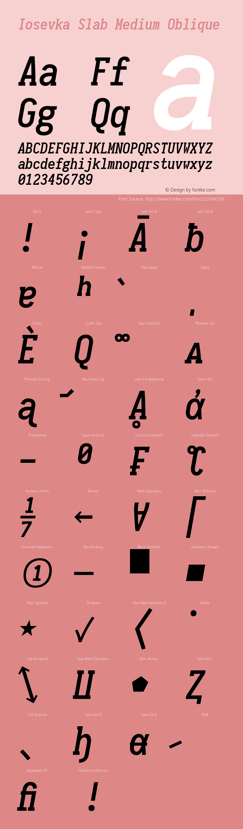 Iosevka Term Slab Medium Oblique 1.13.0; ttfautohint (v1.6) Font Sample