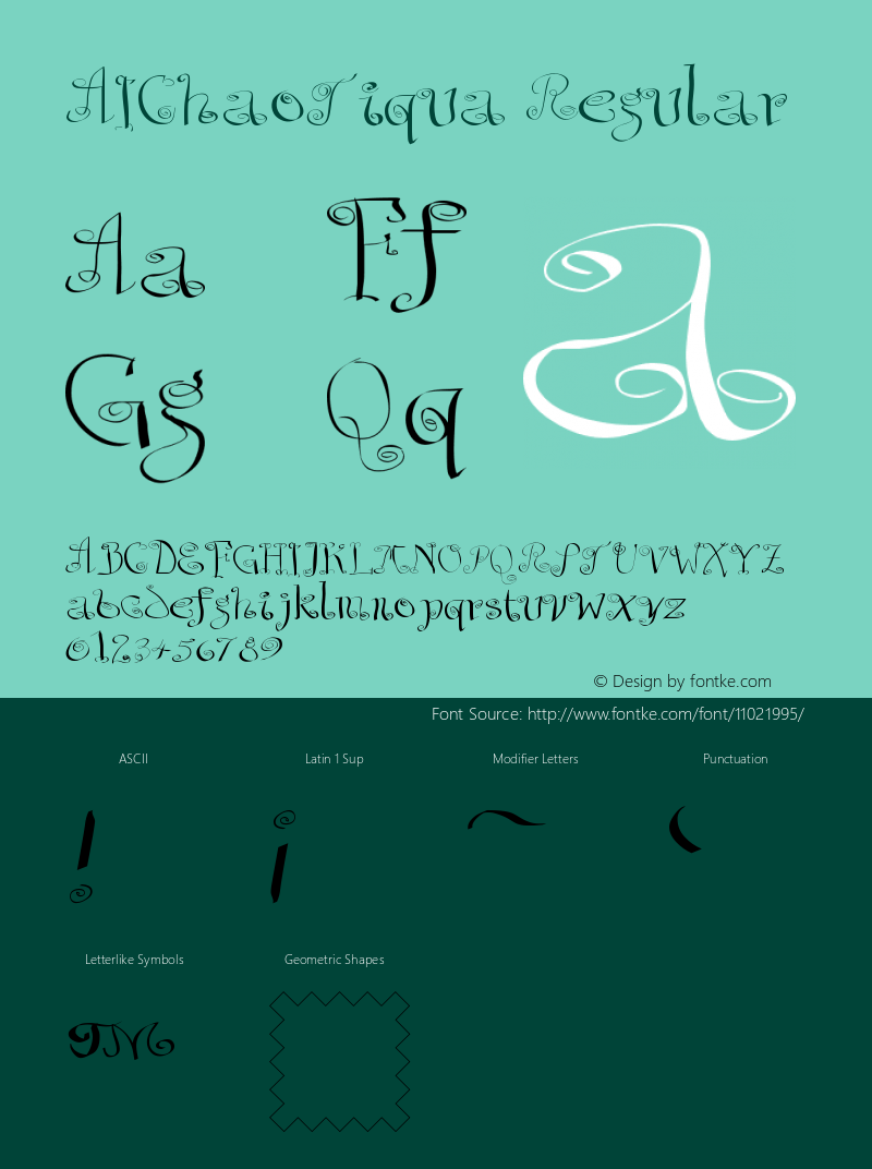 AIChaoTiqua Regular Version 001.000 Font Sample