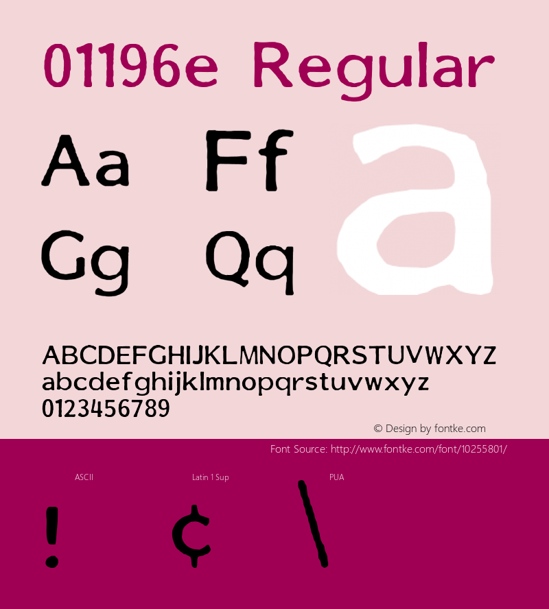 01196e Regular 001.000 Font Sample