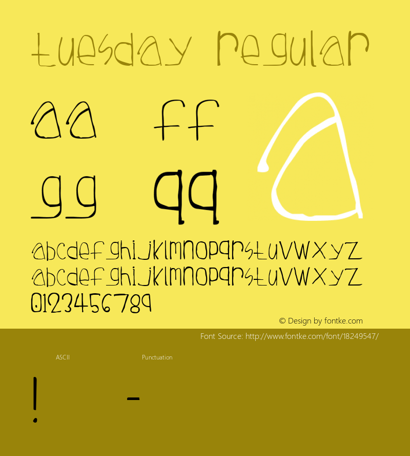 Tuesday Regular Revision 1 - 3 June 1997 - TM7 Font Sample