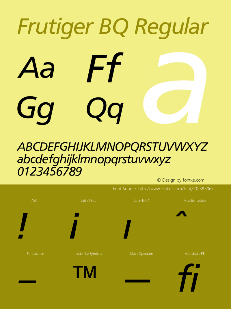 Frutiger BQ Regular 001.000 Font Sample