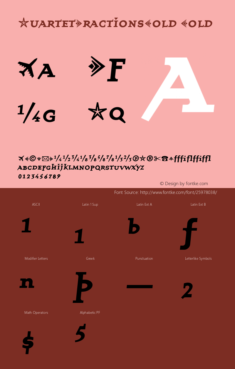 QuartetFractionsBold Version 001.000 Font Sample