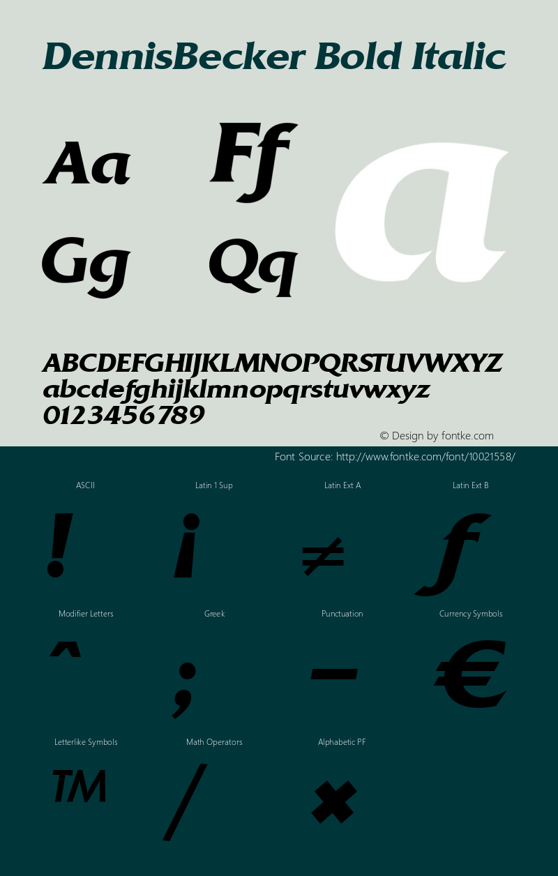 DennisBecker Bold Italic 001.000 Font Sample