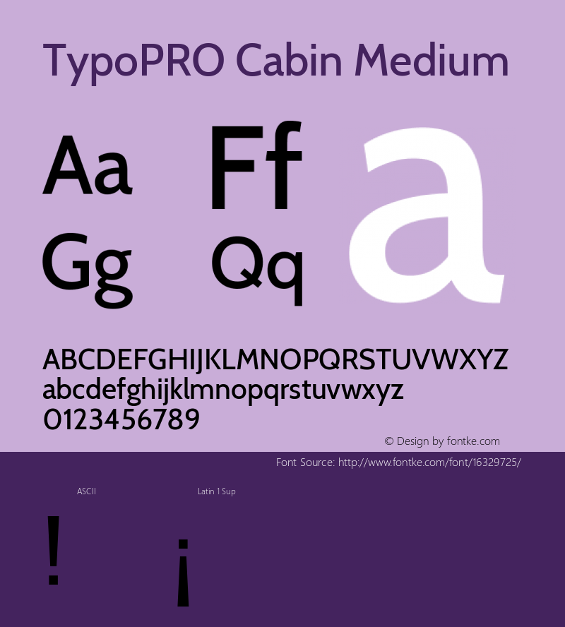 TypoPRO Cabin Medium Version 1.005 Font Sample