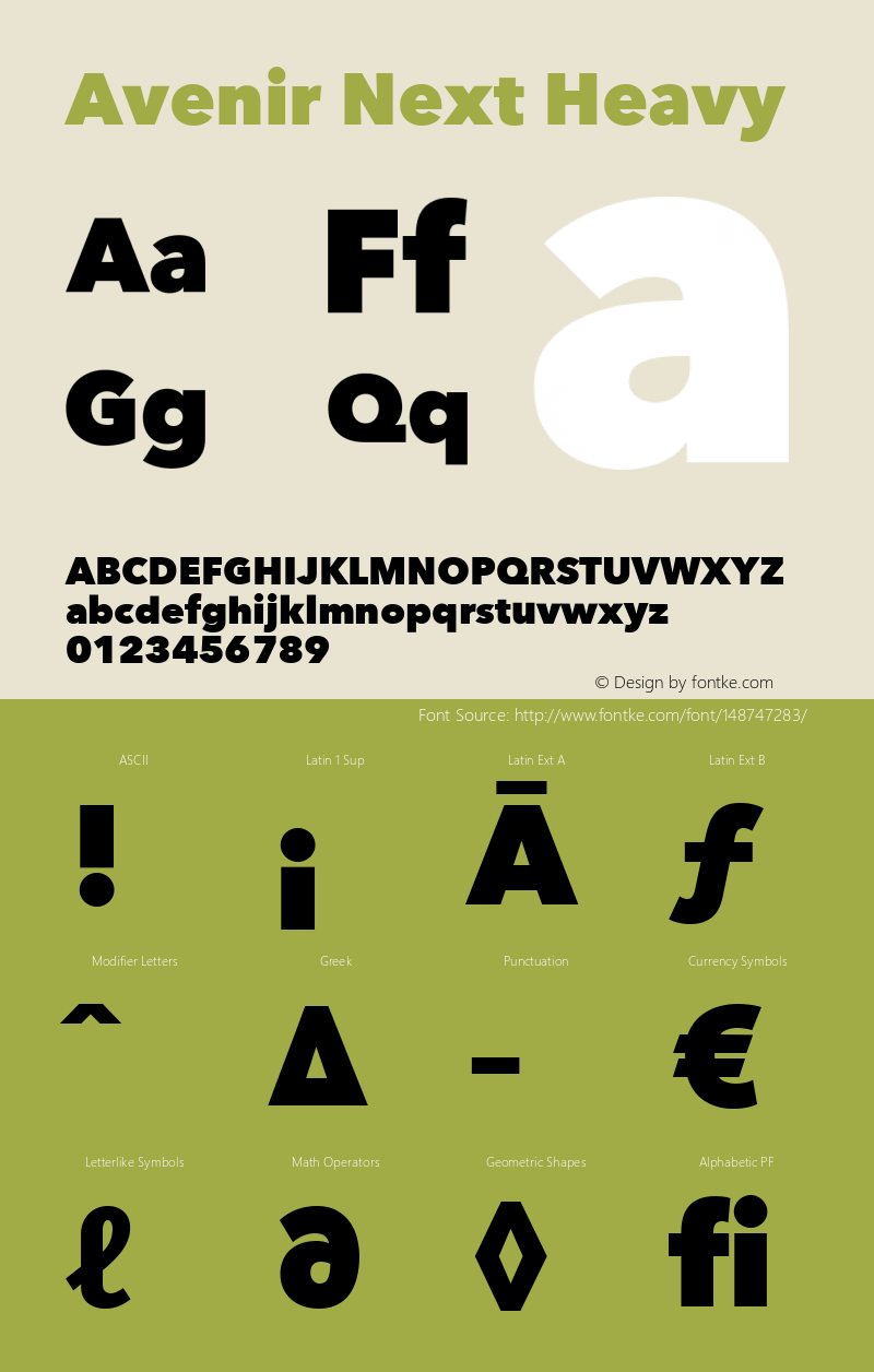 Avenir Next Heavy 12.0d1e9 Font Sample