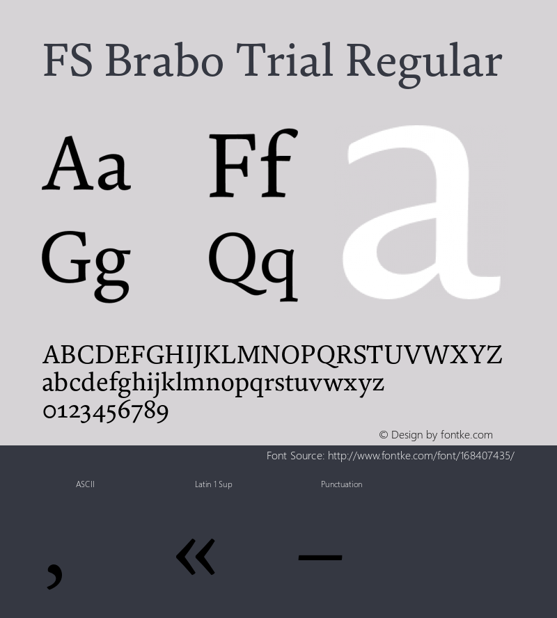 FS Brabo Trial Regular Version 1.002;PS 001.002;hotconv 1.0.88;makeotf.lib2.5.64775图片样张