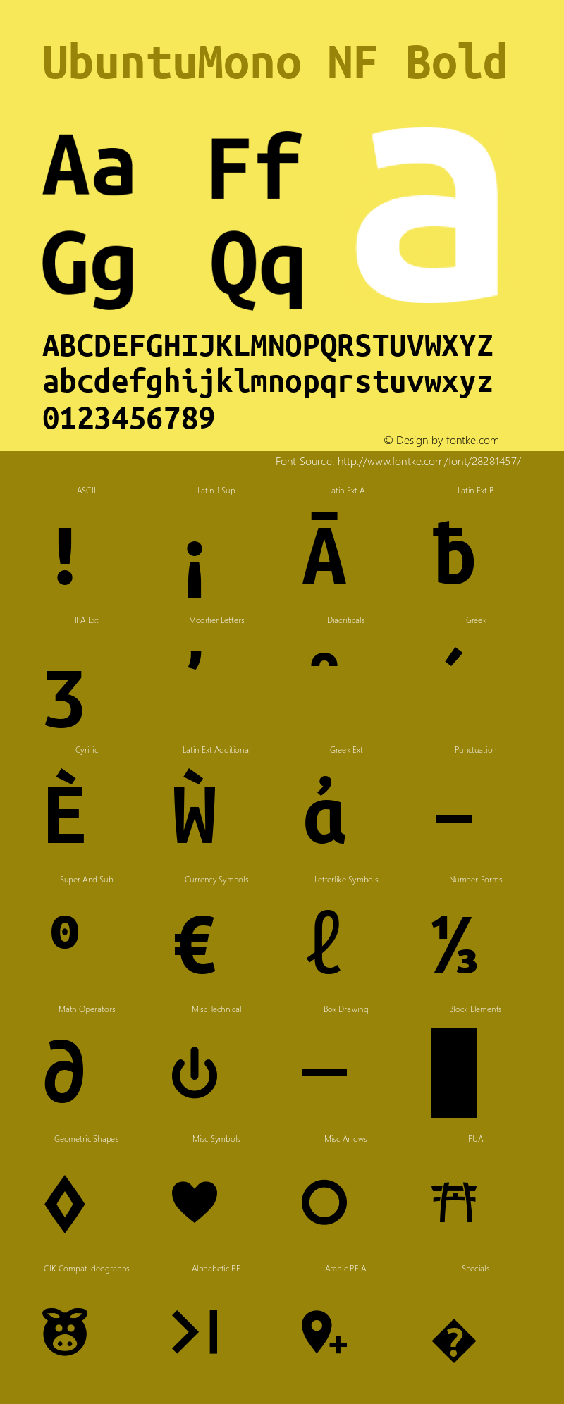 Ubuntu Mono Bold Nerd Font Complete Mono Windows Compatible Version 0.80 Font Sample