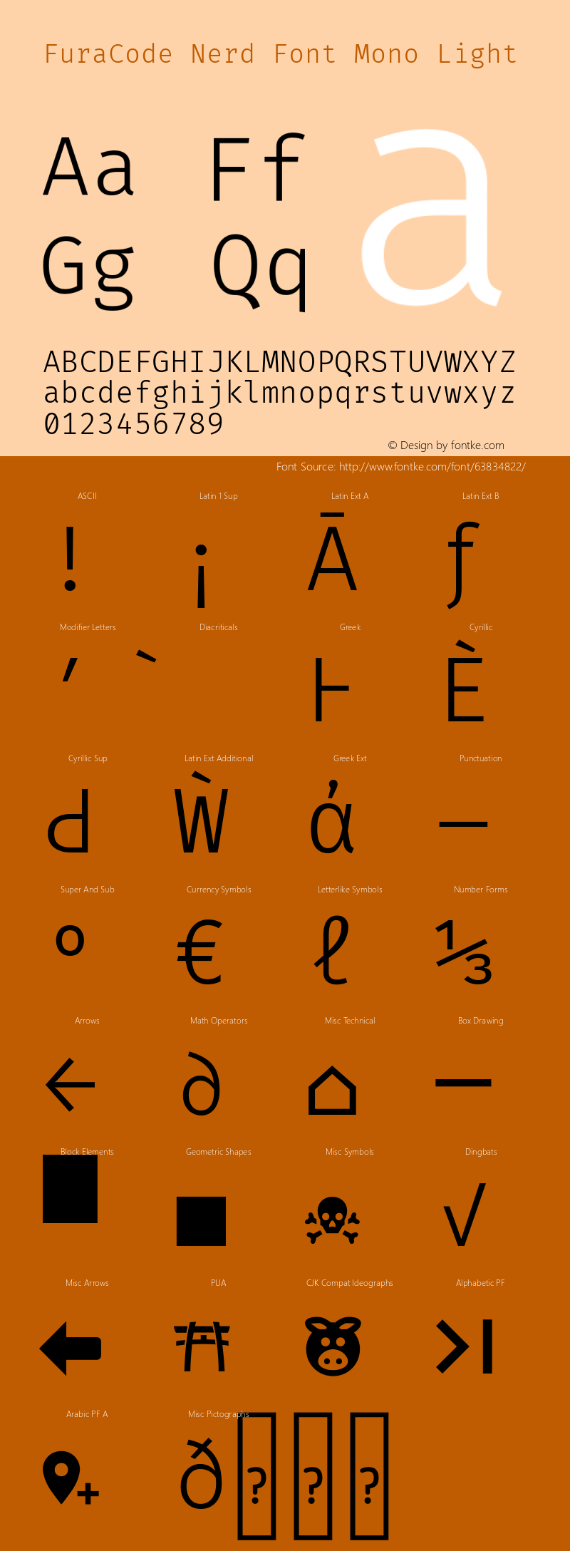 Fura Code Light Nerd Font Complete Mono Version 1.205 Font Sample