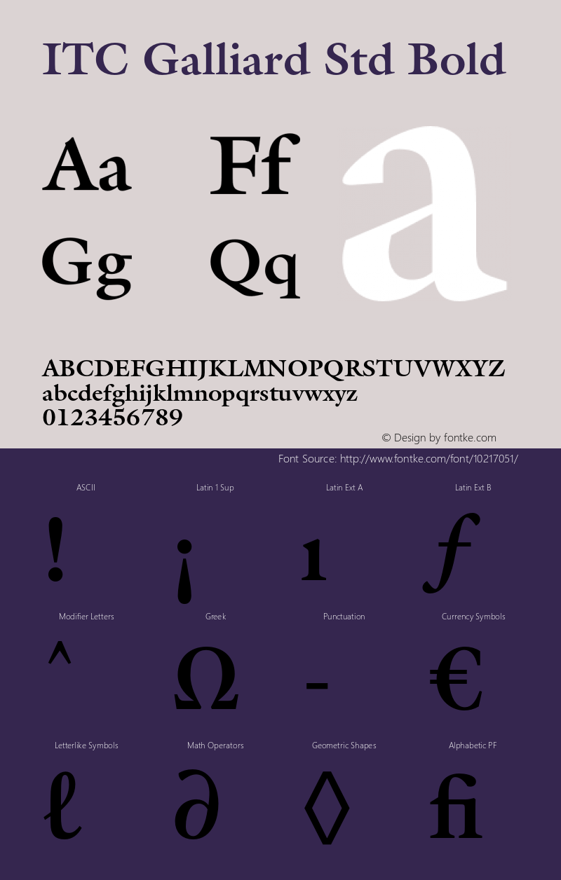 ITC Galliard Std Bold Version 2.031;PS 002.000;hotconv 1.0.50;makeotf.lib2.0.16970 Font Sample