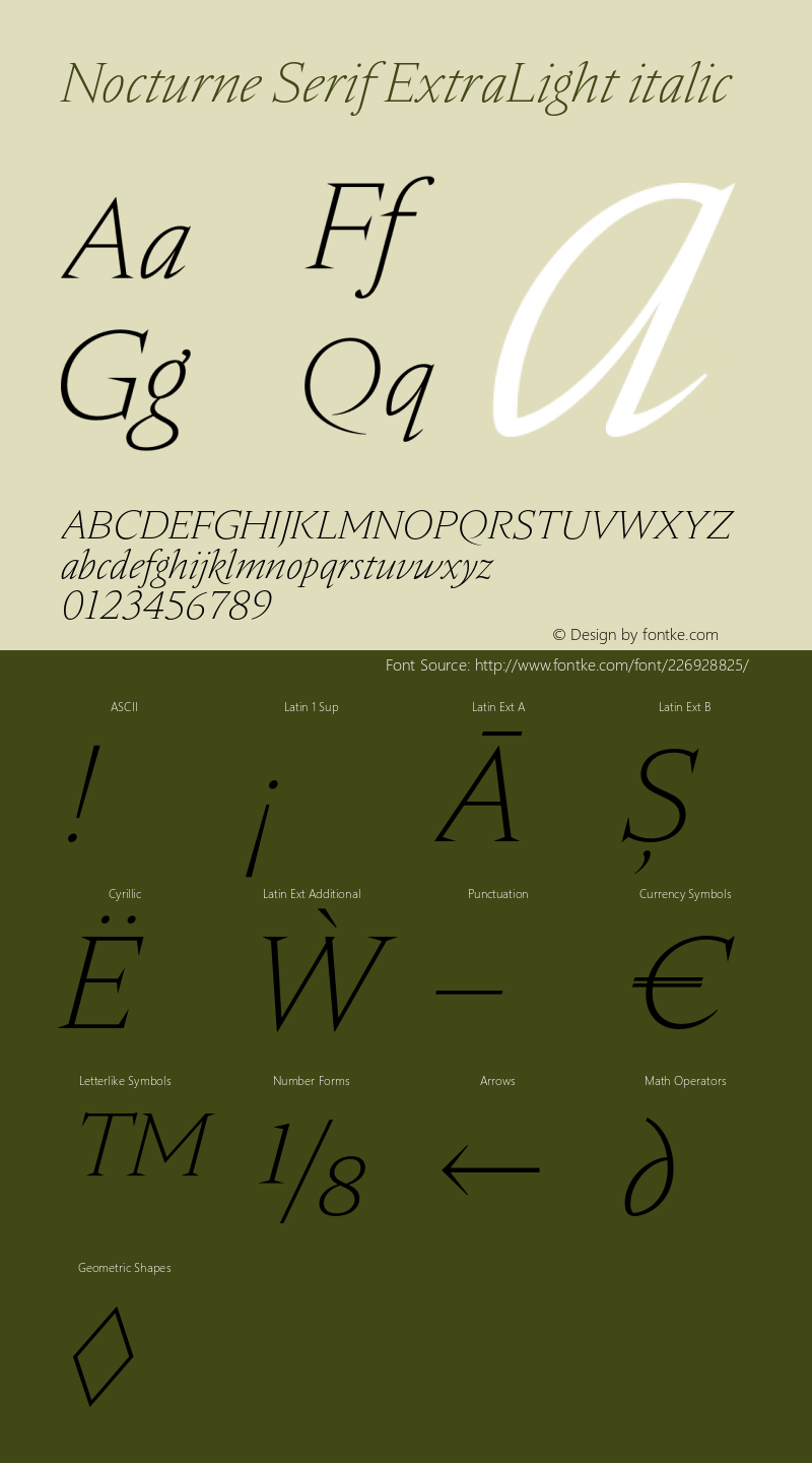Nocturne Serif ExtraLight italic Version 1.000;PS 001.000;hotconv 1.0.88;makeotf.lib2.5.64775图片样张