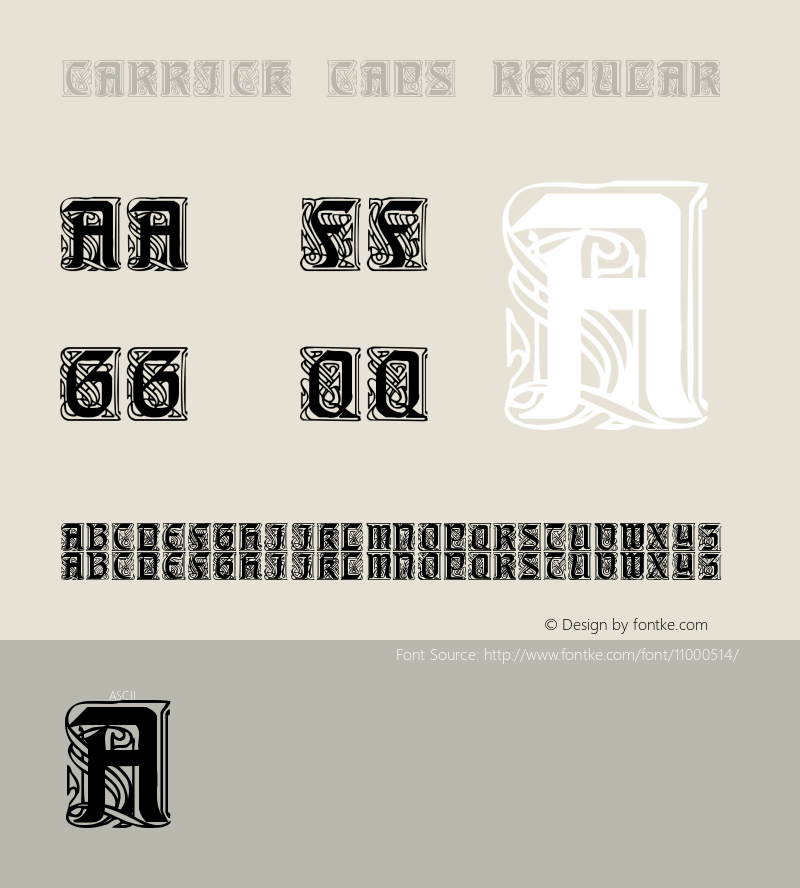Carrick Caps Regular Version 001.023 Font Sample