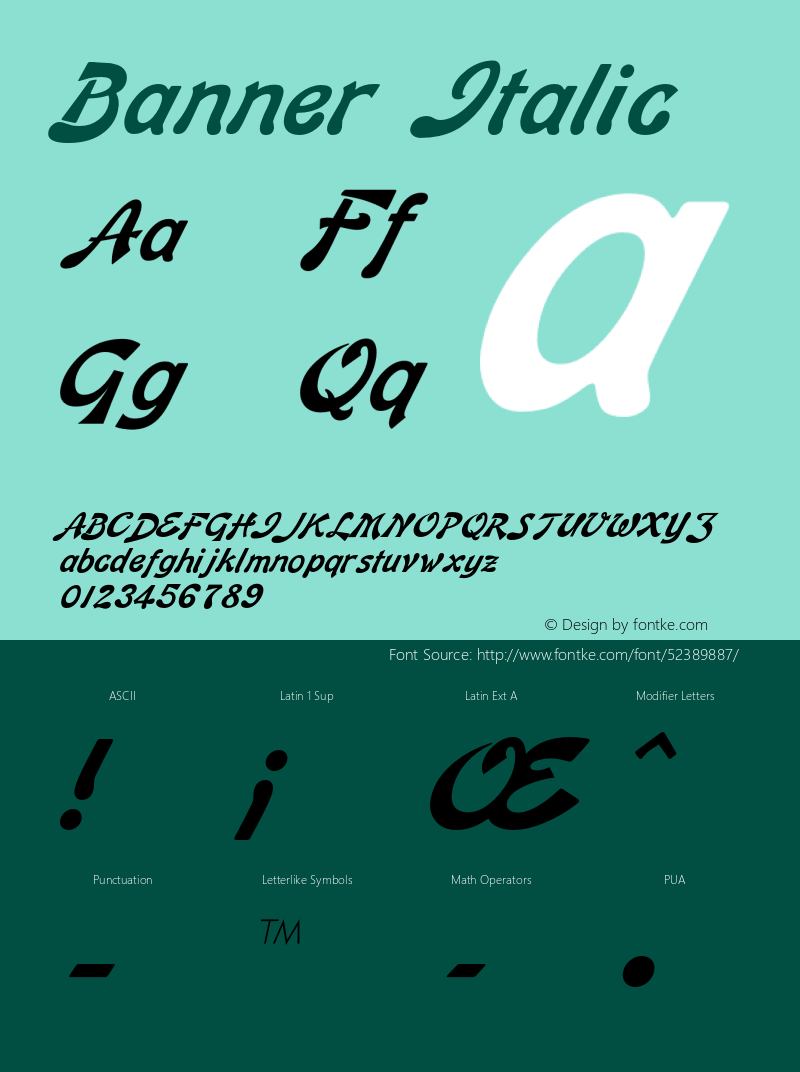 BannerItalic Altsys Fontographer 4.1 12/26/94 {DfLp-URBC-66E7-7FBL-FXFA} Font Sample