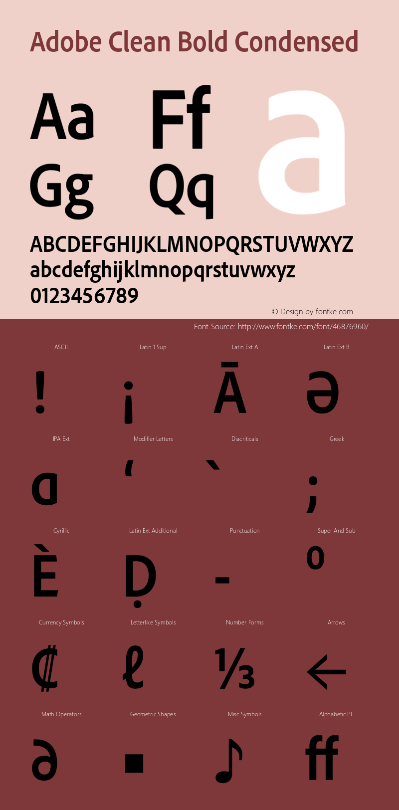 Adobe Clean Condensed Bold Version 5.215;PS Version 2.000;hotconv 1.0.73;makeotf.lib2.5.5900 Font Sample