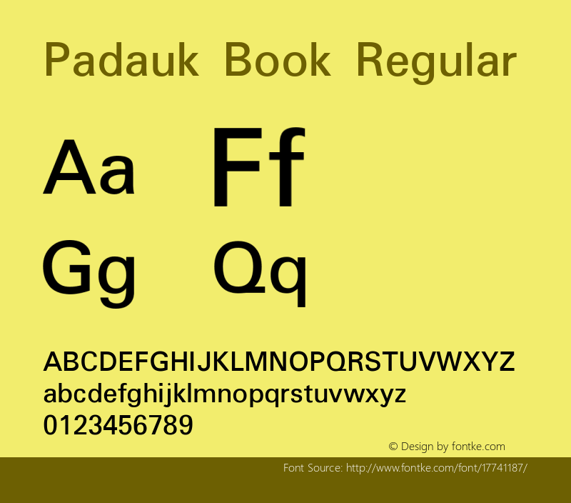 Padauk Book Regular Version 3.001 Font Sample